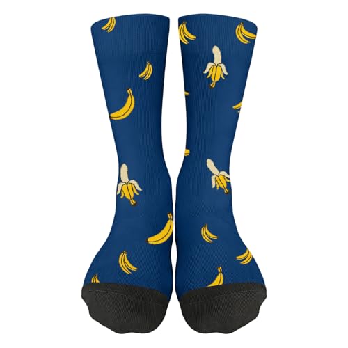 CCHZYSKO Blue Banana Socks Cute Crew Socks Unisex Soft for Fan Men Women Multi 01- Dark Blue
