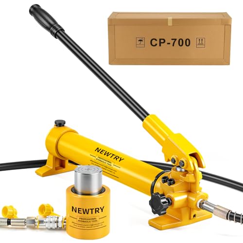 Image of NEWTRY 30 ton Hydraulic Ram Jack Cylinder and CP-700 Hand Hydraulic Pump Short Type 2 inch Stroke Porta Power Ram