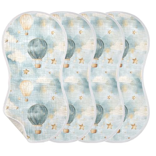 xigua Hot Air Balloons (4) Baby Burp Cloths for Newborn Boys and Girls 4 Pack, Soft & Absorbent Cotton Baby Burp Cloth, Baby Washcloths, Newborn Towel, Burp Rags3