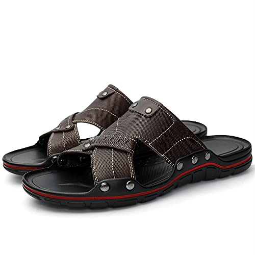 Men's Slide Sandals Lightweight Genuine Leather Open Toe Beach Sandal Water Resistant Summer Slide Sandal4