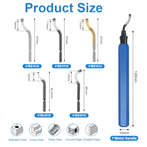 Flintronic 21 Stück Entgrater Werkzeug Universal, Metallgriff Handentgrater mit 20 Stück Ersatzklingen, 360° Rotierender Klinge Schneidwerkzeug für 3D Drucker, Kunststoff, Aluminium, Edelstahl