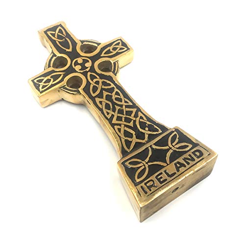 Large Brass Celtic Cross with Black