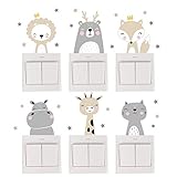 bopely Cartoon-Tiere Schalter Aufkleber, 6 Pcs Selbstkleber Lichtschalter...