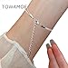 TOWAMOE Silver Initial Bracelets for Women Infinity Letter Bracelet Stainless Steel Love Knot Birthday Valentines Day Jewelry Gifts for Women(G)