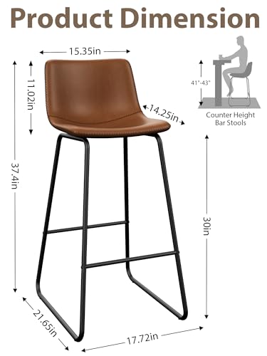 Image of 30in Bar Stools Counter Height Chairs Set of 3 (Dark Brown)