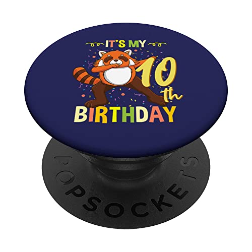 Its My 10th Birthday Dabbing Animal Panda Rojo PopSockets PopGrip Intercambiable