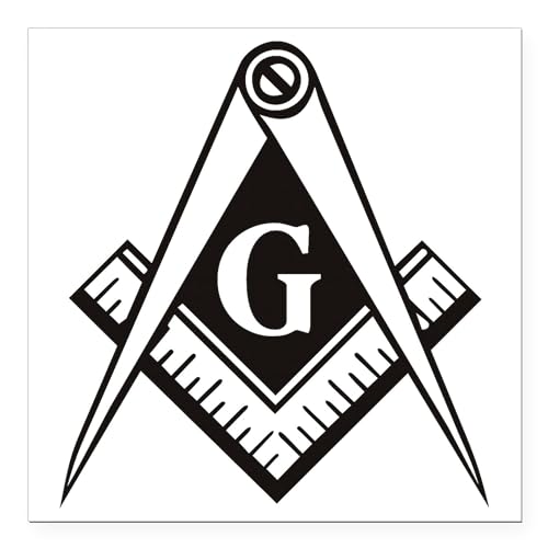 CafePress Masonic Emblem Square Car Magnet 3 X 3 Square Car Magnet, Magnetic Bumper Display