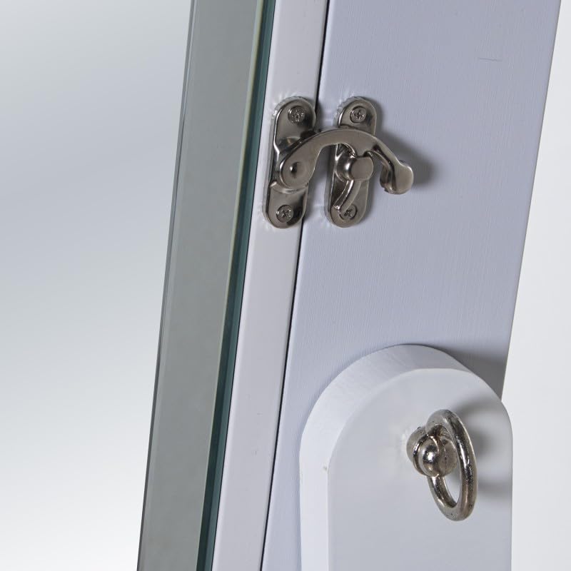 DRW Specchio portagioie da terra con porta a specchio in nero 40,5 x 38 x 161 cm, interno 26 x 110 cm