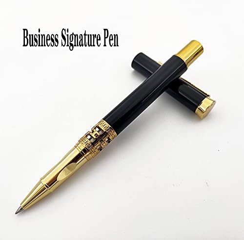 Accod Metal Rollerball Pen Retro Classic Signature Pen Business Gift Ballpoint Pen Smooth Writing Rollerball Pen for Men and Women with Two 0.5MM Black Pen Refills-Premium Gift Box (Black)