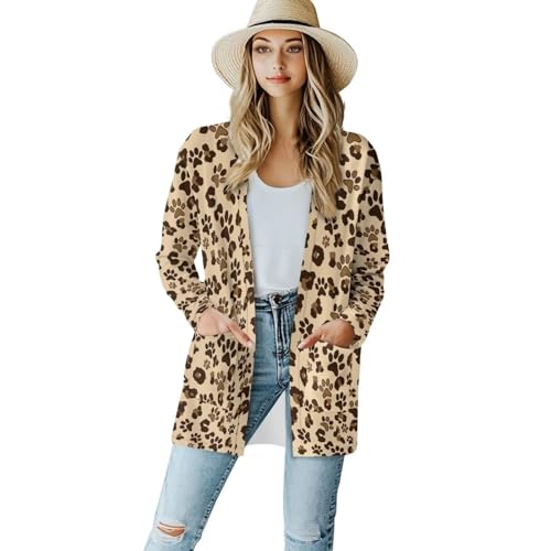 Image of Women's Open Front Cardigan Long Sleeve Loose Sweater Lightweight Soft Cardigan Jackets