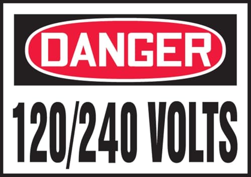 Sticker DANGER 120/240 VOLTS en vinyle pour prévenir les risques électriques