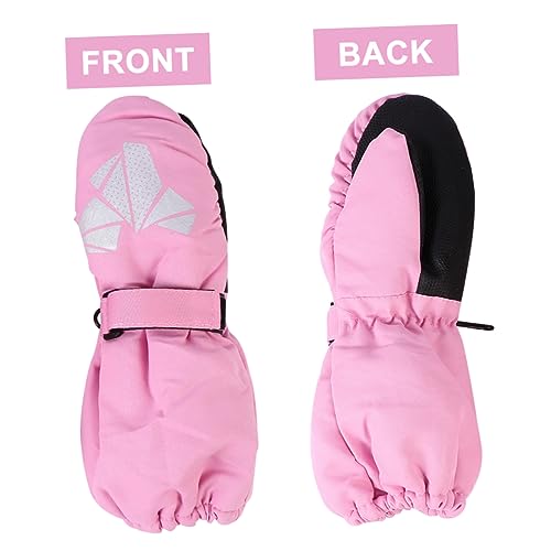 Holibanna 1 Par De Luvas De Esqui Para Crianças Equipamento De Esqui Concha À Prova D'Água Rosa