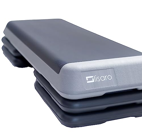 lisaro Stepper XXL - Stepper aeróbic para fitness, antideslizante, plataforma de entrenamiento de fitness en casa, altura ajustable (10/15/25 cm), 110 x 42 cm, banco acolchado para fitness,
