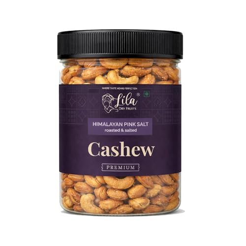 Image of LILA DRY FRUITS Roasted Cashew Nuts 200 gms Himalayan Pink Salt Flavour | Premium Crunchy Salted Kaju Snack Protein Rich Roasted Dry Fruits Healthy Namkeen Snack for Daily Munching Perfect for Gifting