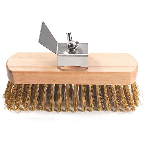 Image of Pizza Oven Brush 7 Inch Brass Bristles Replacement Brush Head and Scraper