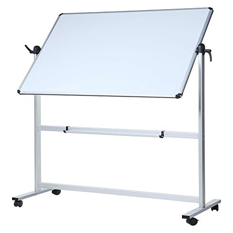 VIZ-PRO Double-Sided Magnetic Mobile Whiteboard, 48 x 36 Inches, Aluminium Frame and Stand Cover
