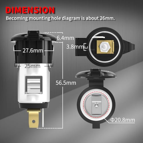 Image of DaierTek Cigarette Lighter Socket DC 12V Car Cigarette Lighter 12 Volt Female Power Outlet Socket Replacement with Cover Wiring Harness for Automotive Truck RV Boat Motorcycle