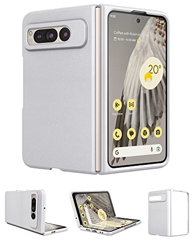 Eastcoo Funda delgada para Google Pixel Fold 5G, parte trasera de policarbonato duro, soporte de carga inalámbrica, color plateado