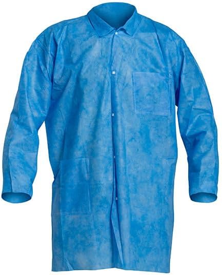 LAB COAT, Collar Open Wrists, Extends Below Hip, Frontsnap Closure Two Pockets, Serged Seams, Color Blue,Size X-Large (Pack of 30)