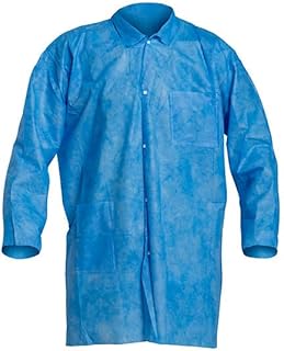 LAB COAT, Collar Open Wrists, Extends Below Hip, Frontsnap Closure Two Pockets, Serged Seams, Color Blue,Size X-Large (Pack of 30)