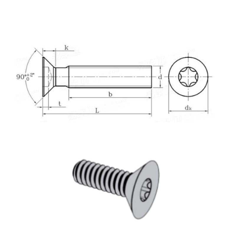 Vis Torx fraisée en titane GR2 ISO14581 pour l'assemblage de précision - 6