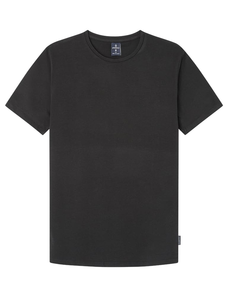 SPRINGFIELD Men's Elastan Crew Neck T-Shirt, Black Standard, M