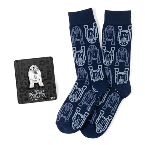 STAR WARS R2D2 Navy Men's Gift Set, Cotton Blend Socks with Enamel Lapel Pin - Main Image