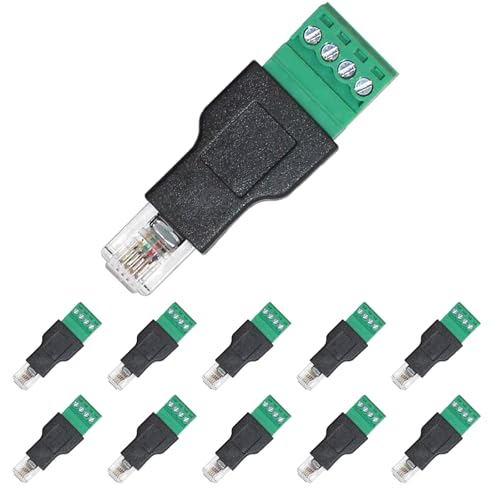 10 adaptadores RJ11 macho a terminal de tornillo 4 pines miniatura 1
