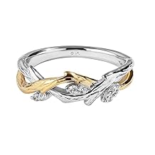 Jewelili Star WarsTM Fine Jewelry The Dagobah Ring for Women | True Two Tone Silver & 10K Yellow Gold Band | 1/10 Cttw White Diamonds | Star Wars Gifts for Women | Jewelry with Gift Box