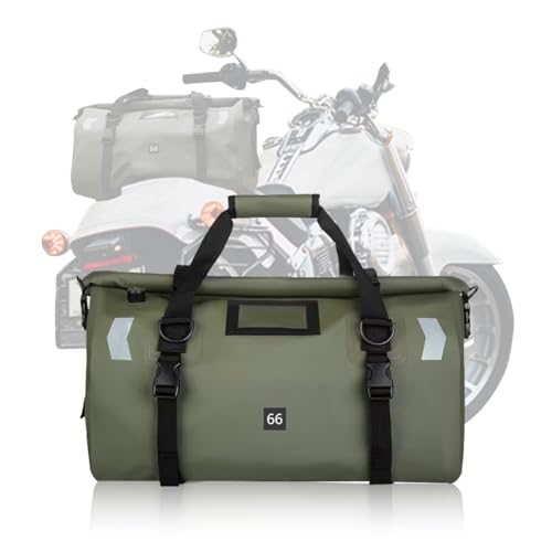 Bolsa seca impermeable para motocicleta de PVC 66L verde miniatura 7