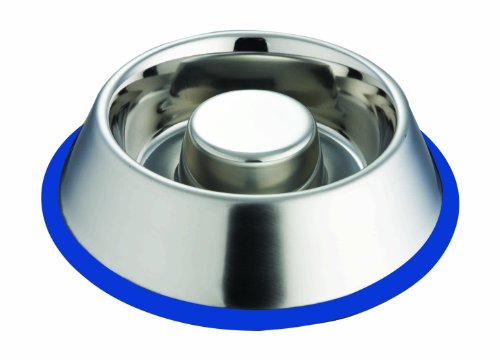 Indipets Slow Feed Stainless Steel Dog Bowl Small "Colors May Vary"