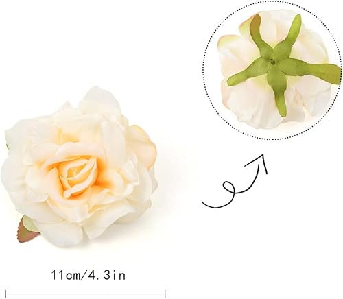 Miniatura 3 de Cabezas de rosas artificiales, 4.3 pulgadas, 20 piezas para ramos de boda, centros de mesa de baby shower, arreglos florales, mesas de fiesta,