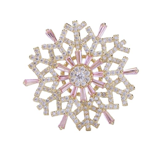 Broche de copo de nieve giratorio con doble circonita para traje de mujer