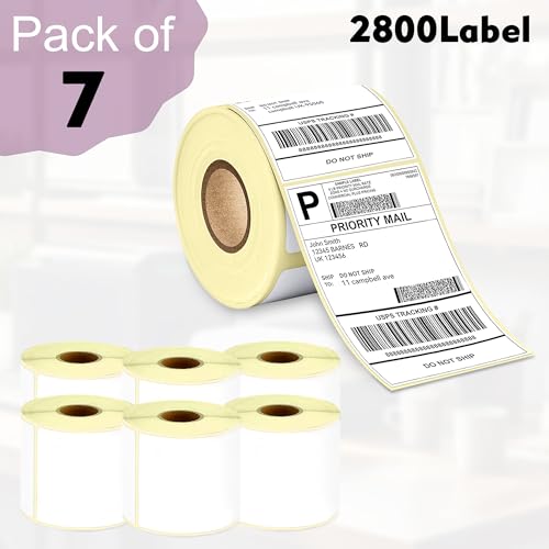 Image of GLUN 4x6 inch (100x150mm) Direct Thermal Label Sticker Roll, 400 Labels per Roll - Pack of 7