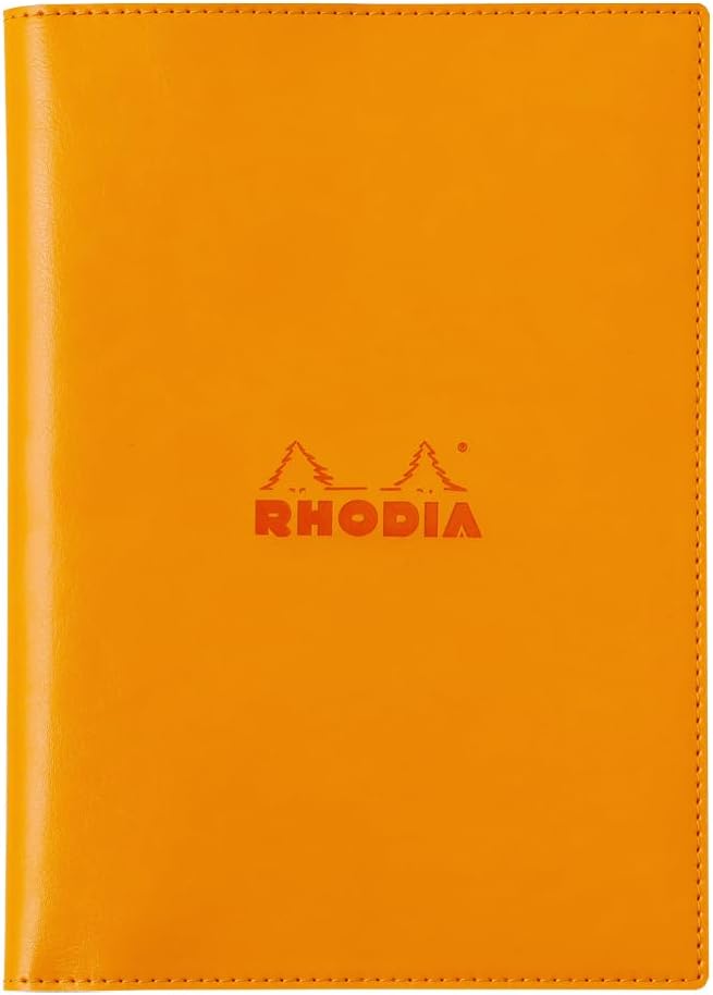 Rhodia cfa5pucvor PU Leather Cover, Orange (Stapled Notebook, A5, 0.2 inch (5 mm) Square Rule, Orange Included