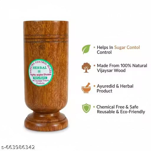 Image of Herbal Tumbler Ayurvedic Wooden Glass for Diabetic Health Benefits, 0.1 Liters