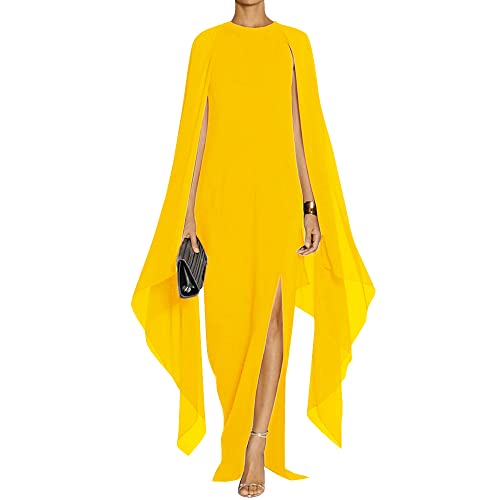 Robe de soirée haut de gamme fendue à manches évasées effet cape