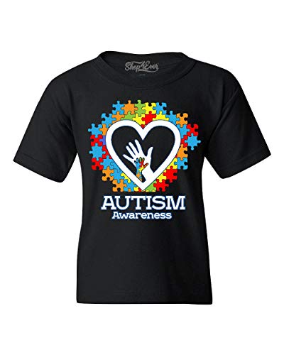 Tee-shirt autisme mains dans le cœur noir ado XL look