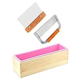 6MILES 2 Pcs Stainless Steel Wavy+ Straight Soap Mold Loaf Garnish Cake Cutter Cutting Tool Home Kitchen Graters Peelers Slicers Knife Set+Wood Box HomemadeSoap Mold