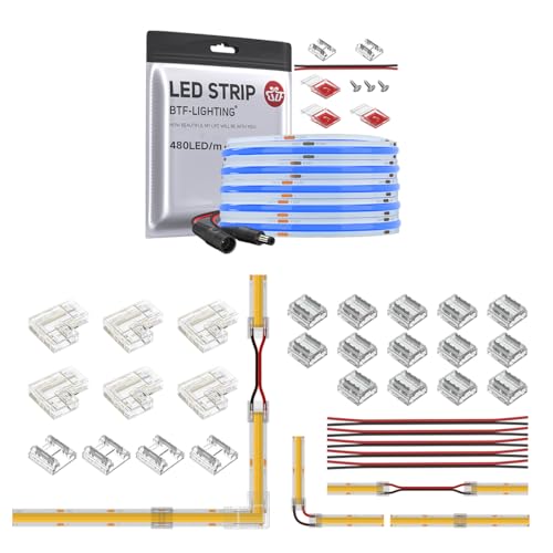Tira LED Flexible Azul FCOB 16.4FT 480LED/m DC12V 8mm miniatura 1