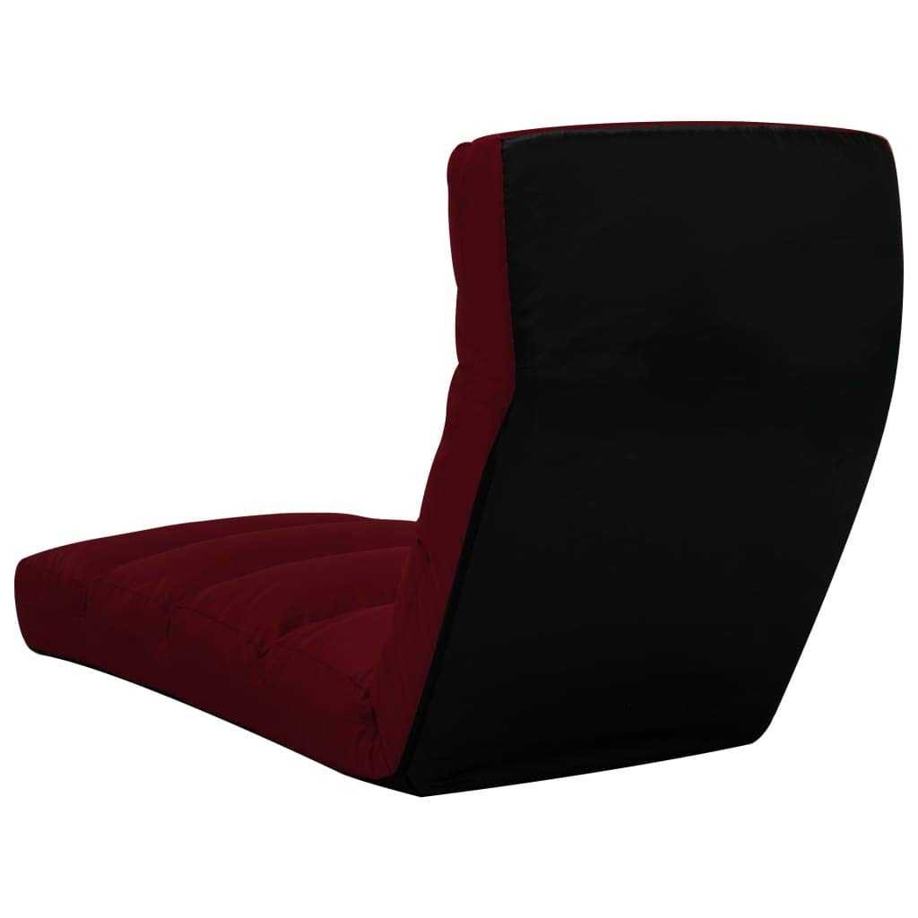Silla de suelo ajustable plegable de piel sintética – Tumbona plegable de suelo rojo vino como cama compacta para interior y exterior