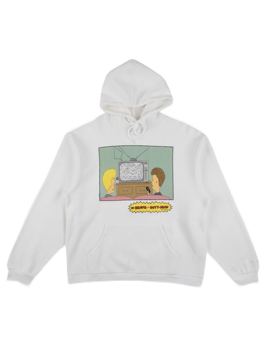 Bioworld Beavis & Butt-Head Thinking Sucks Long Sleeve White Hooded Sweatshirt