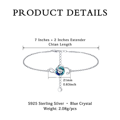 Aututer Music Bracelet Sterling Silver Music Note Bracelet Anklet Blue Crystal Bracelet Music Jewelry For Women Girls Back To School Gifts #TOP4