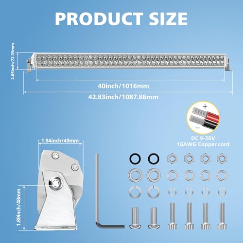 EK ENNOKING Marine Light Bar 42 Inch Double Row White LED for Boat Truck by EK ENNOKING - Used condition - Image 8