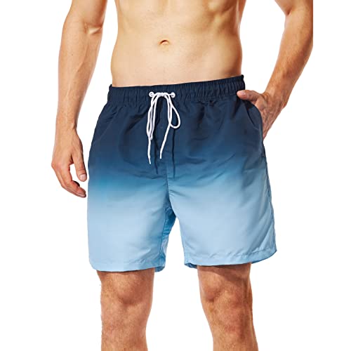 Muscularfit 5 Inch Swim Trunks for Men Drawstring Beach Short Bathing Suits Gradient Color Beach Swimming Trunks with Pockets