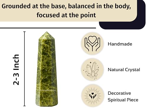 Image of Amazing Gemstone Green Tourmaline in Matrix Crystal Towers - Natural Healing Crystal Point Obelisk for Reiki Healing and Crystal Grid (2 inch to 3 inch INCH)