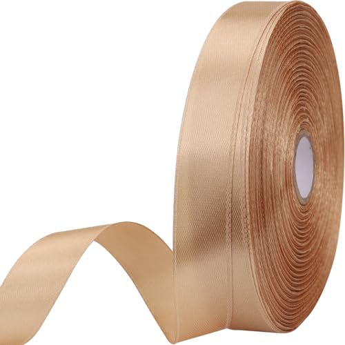 5/8 inches 50 Yard Champagne Gold Satin Ribbon for Gift Wrapping, Wedding, Crafts, Christmas,Easter, Floral, Hair, Invitation Decorations and More
