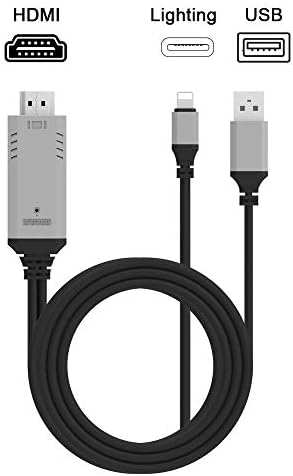 Oliomp 6.6FT HDMI Cable Compatible with Phone X/8/7/6 Plus,Pad,Pod,Touch, 1080P High Speed hdmi Video AV Cable Connector Conversion HDTV Adapter, Plug and Play (Black)