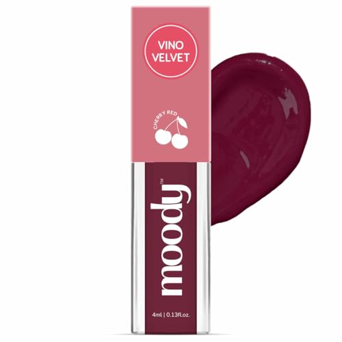 Image of Moody Drip Matte Liquid Lipstick - Vino Velvet, with Jojoba Seed Oil & Vitamin E | Transferproof, Long Lasting & Vibrant Lip Colors That Last Upto 12 Hours | Paraben Free Lip Tint, 4ml