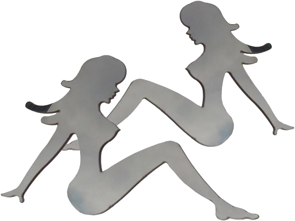 QAA Universal Decal 2 Piece Stainless Trucker Girl, Universal Decal, Each Emblem is Approximately 4.75"x3" SGR11001